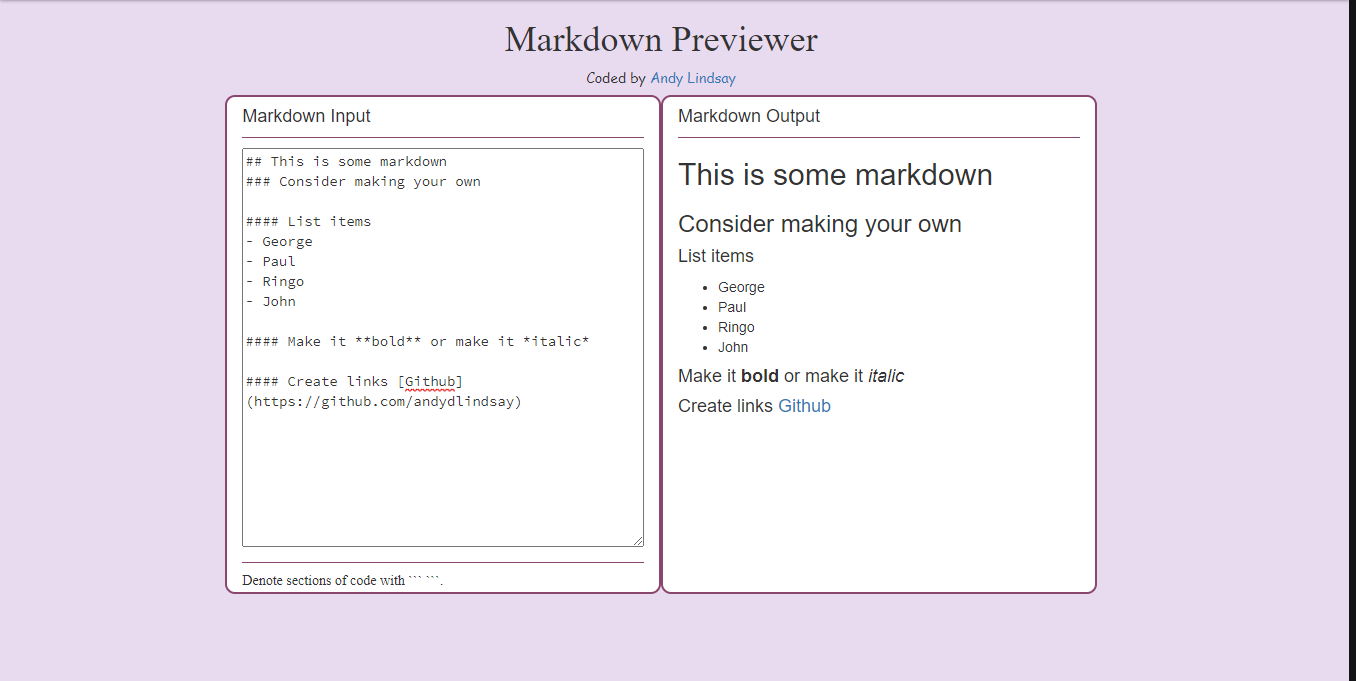 Markdown Previewer Image